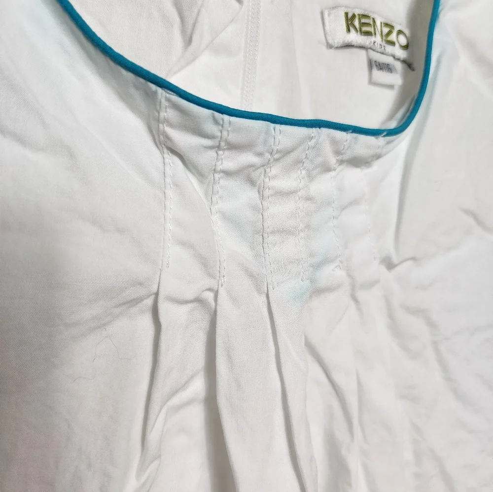 Kenzo Colorful Stitched Butterfly Girls Dress In White Size 6A